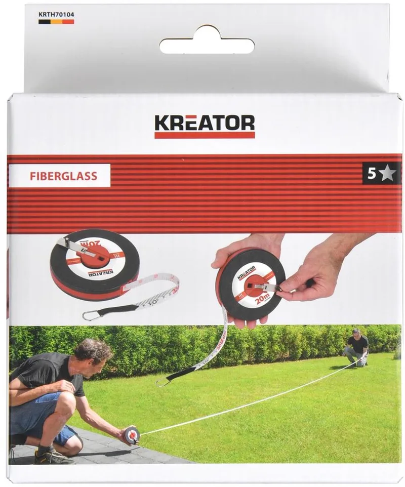 Rolmeter KRTH70104 - Meetlint, 20m - glasvezel - Gereedschap, Handgereedschap de Kreator, Rouge – image du produit
