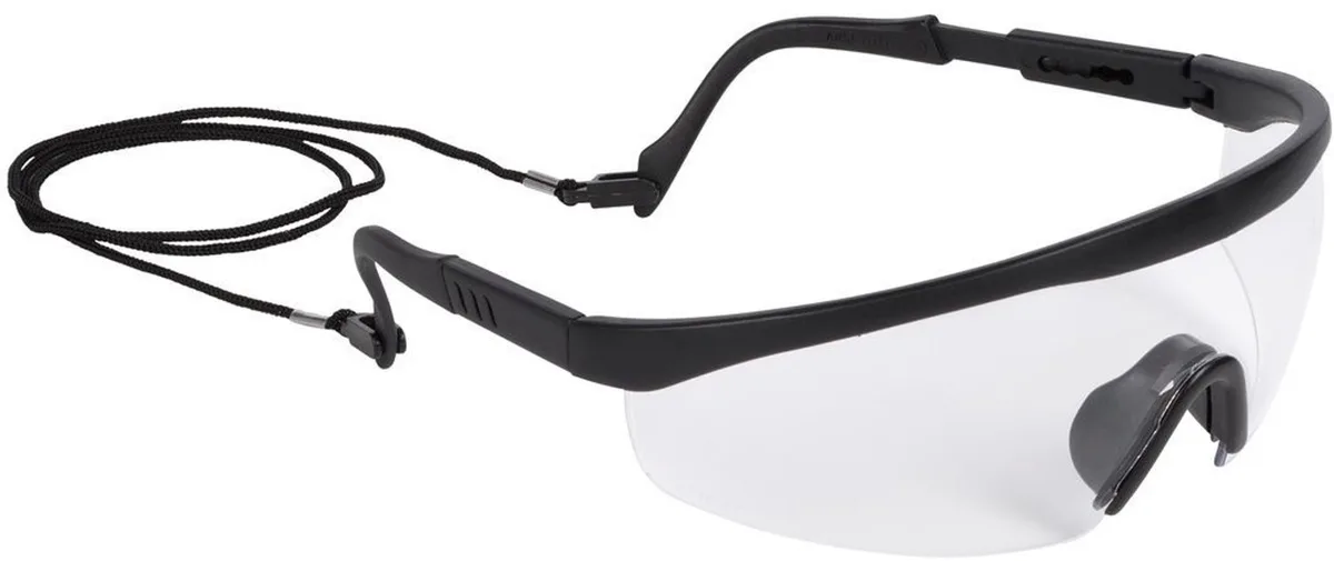 Safety - KRTS30010 - Veiligheidsbril - met koord van Kreator, Transparant, Zwart – productafbeelding