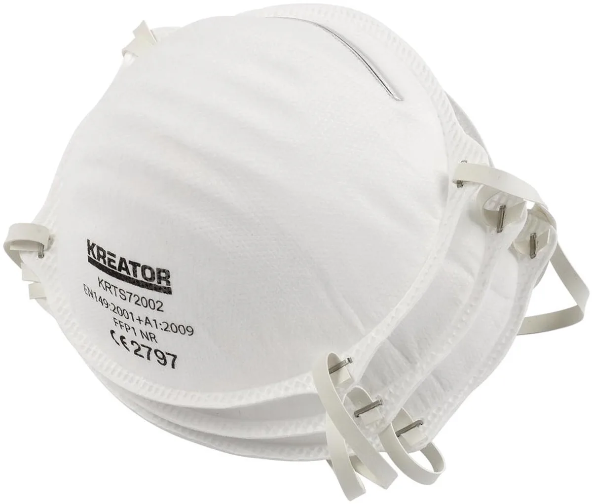 Stofmasker KRTS72002 - FFP1 mondmasker, 3 stuks von Kreator, Weiß – Produktbild