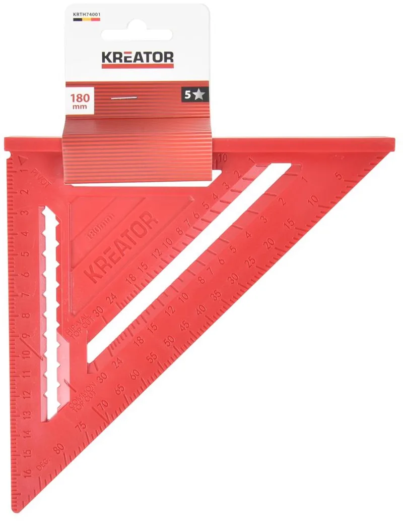 Winkelhaak KRTH74001 - lengte 180mm - Voor hoeken van 45° - 90° - Gereedschap by Kreator, Red – product image