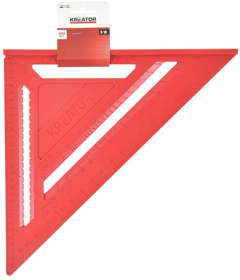 Winkelhaak KRTH74002 - winkelhaak - lengte 300mm - Voor hoeken van 45° en 90° - Gereedschap de Kreator, Rouge – image du produit