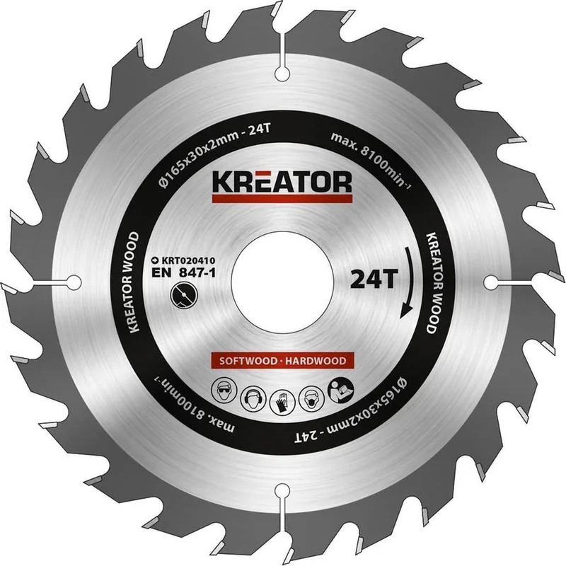 ZAAGBLAD HOUT 165MM24T van Kreator – productafbeelding