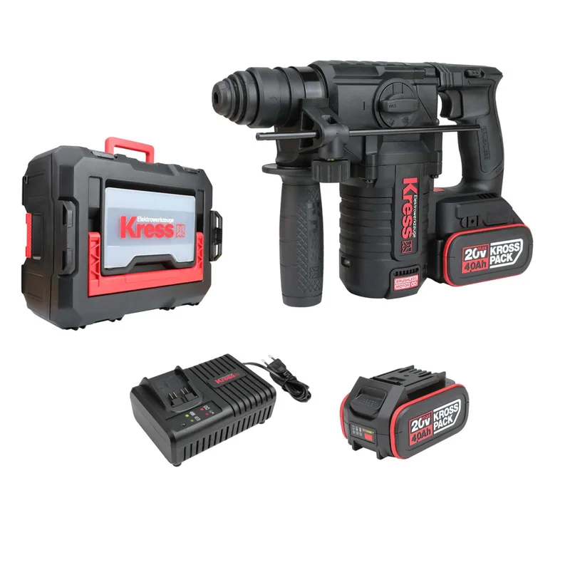 AkkuBohrhammer 22 J SDS KUC61.2 20 V Bohrer KomplettSet mit 2 x 4.0 Ah Akku + Ladegerät 6 A fra Kress – produktbillede