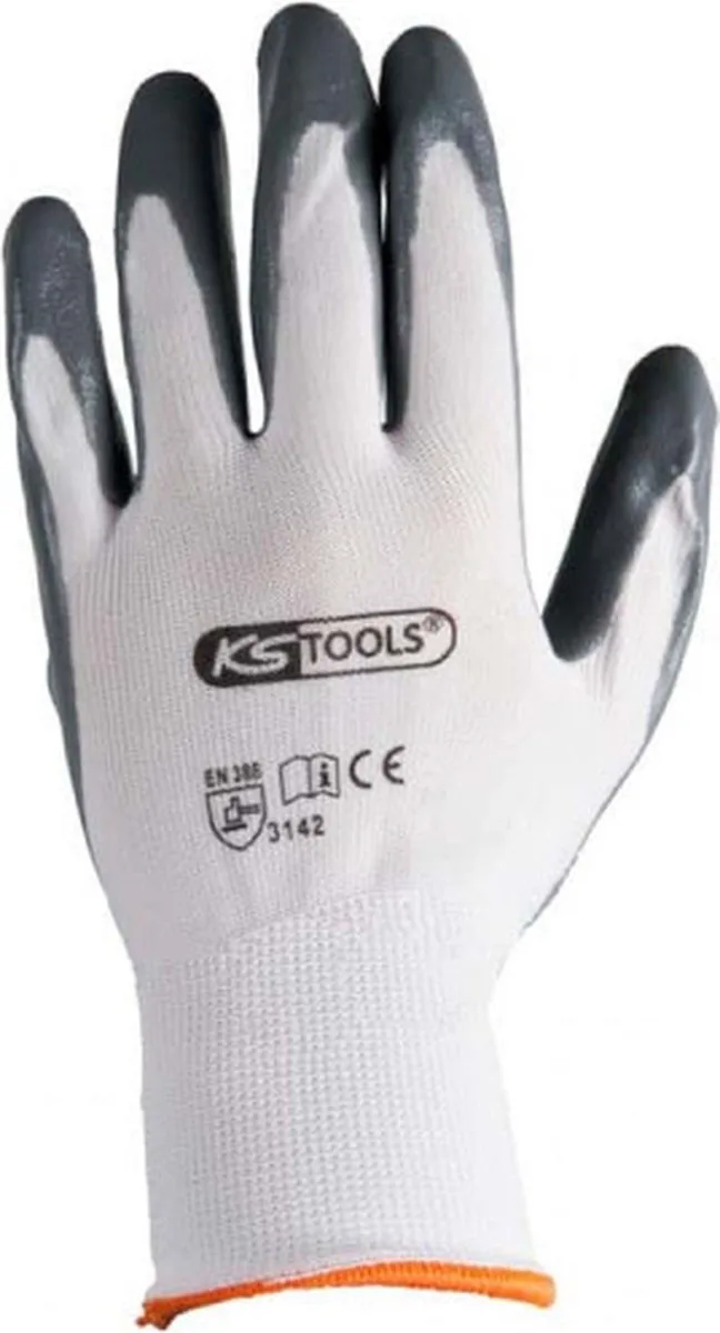 Beschermende Handschoenen - Ademend - Nitril - 310.0417 från KS Tools, Svart, L – produktbild