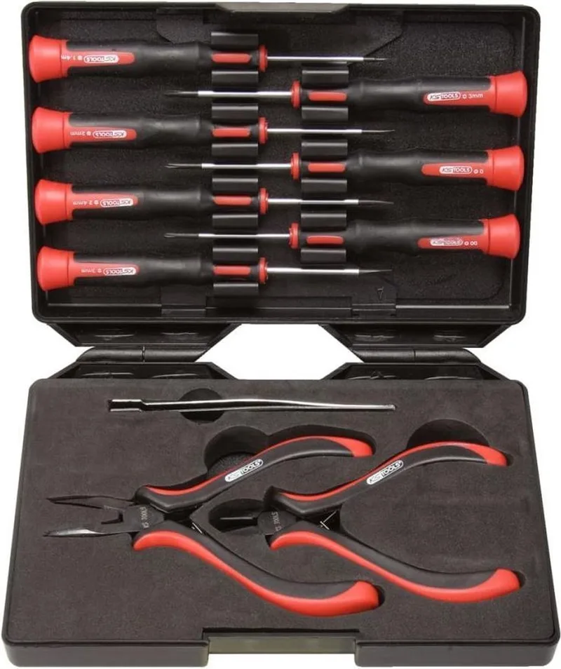 gereedschapset Phillips + schroevendraaiers + tangen (10 x) by KS Tools, Black – product image