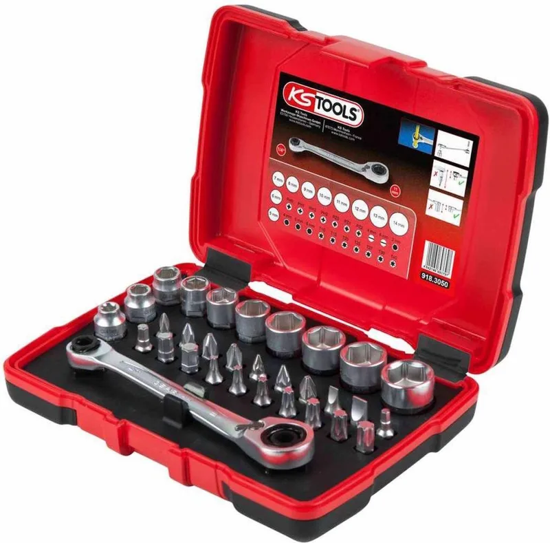 KS Tools 9183050 Jeu de clés à douille métrique 1/4 (6.3 mm) 31 pièces 918.3050 de KS Tools – image du produit