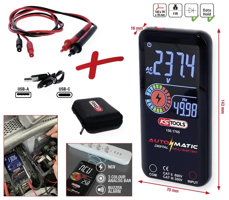 KS Tools 150.1765 Multimeter från KS Tools, Kleurloos – produktbild 3 av 3