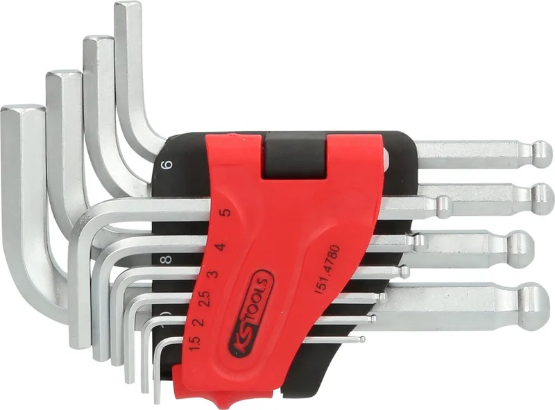 KS Tools 151.4780 Inbus Haakse schroevendraaierset 1.5 mm, 2 mm, 2.5 mm, 3 mm, 4 mm, 5 mm, 6 mm, 7 mm, 8 mm, 10 mm 10-d by KS Tools, Kleurloos – product image
