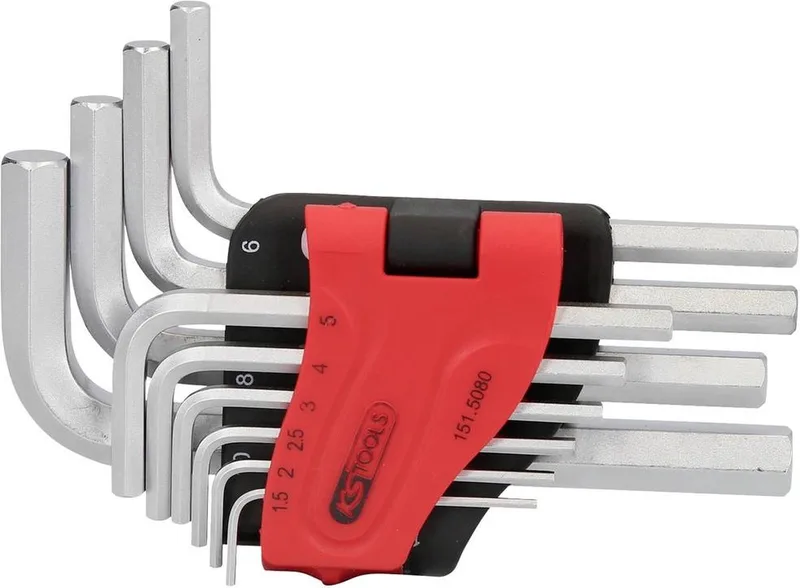 KS Tools 151.5080 Inbus Haakse schroevendraaierset 1.5 mm, 2 mm, 2.5 mm, 3 mm, 4 mm, 5 mm, 6 mm, 7 mm, 8 mm, 10 mm 10-d de KS Tools, Kleurloos – image du produit