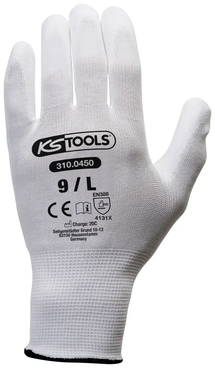 KS Tools 310.0450 310.0450 Werkhandschoen Maat (handschoen): 9 EN 388 12 stuk(s) de KS Tools, Blanc – image du produit