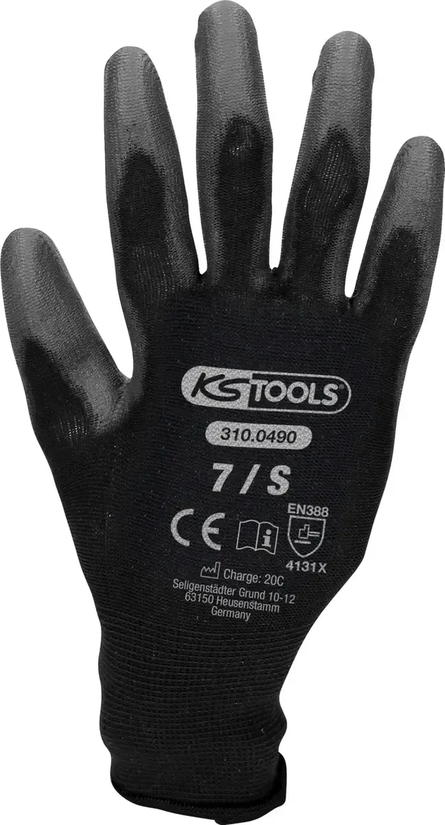 KS Tools 310.0490 310.0490 Werkhandschoen Maat (handschoen): 7 EN 388 12 stuk(s) von KS Tools, Schwarz – Produktbild