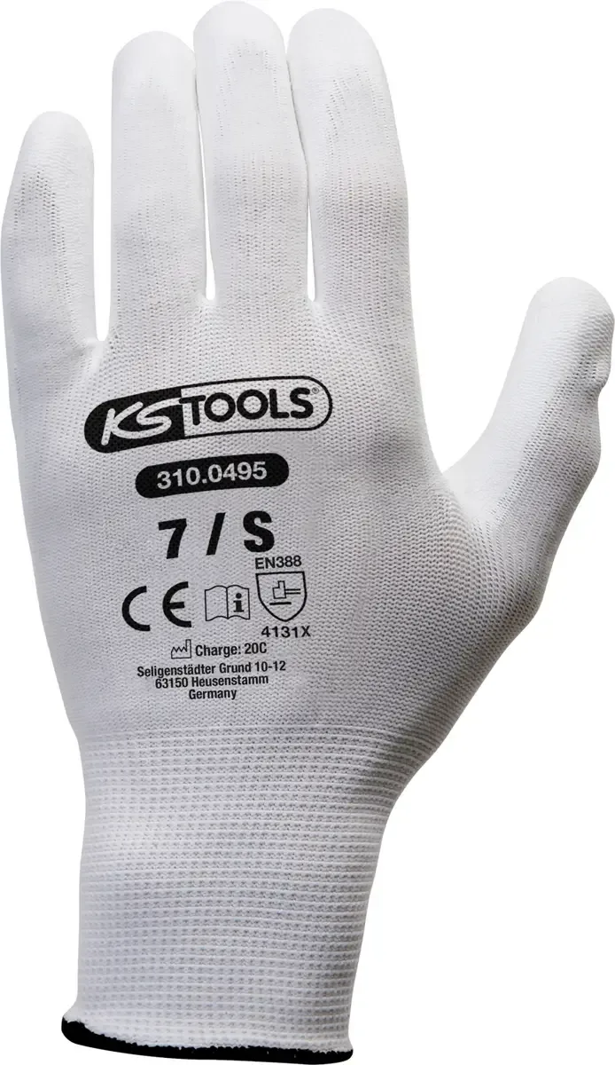 KS Tools 310.0495 310.0495 Fijngebreide handschoenen EN 388 12 stuk(s) by KS Tools, White – product image