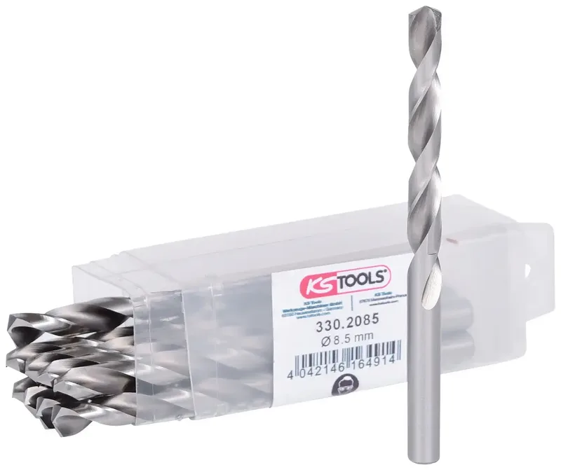 KS Tools 330.2085 330.2085 HSS-G Jeu de forets pour le métal 8.5 mm Longueur totale 117.0 mm nu DIN 338 10 pc(s) de KS Tools – image du produit
