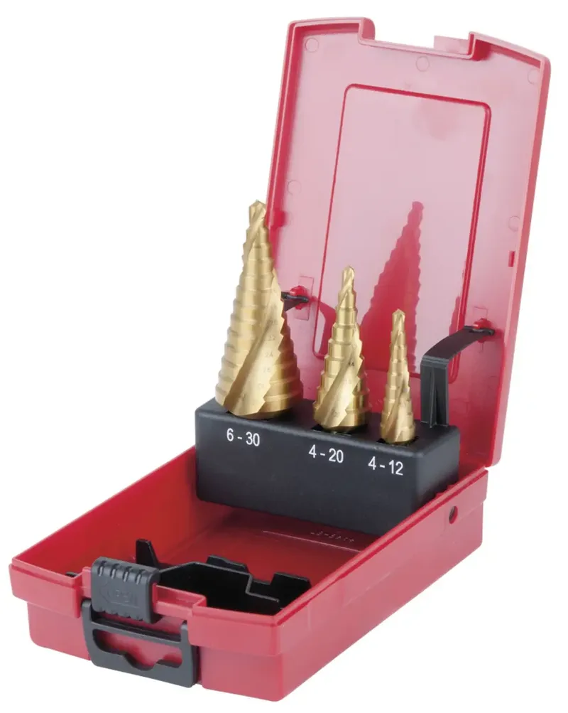 HSS TiN Stufenbohrer-Satz, Kunststoffkassette 3-teilig von KS Tools – Produktbild