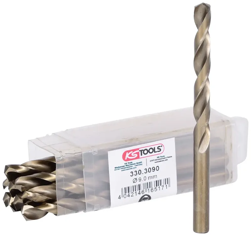 KS Tools 330.3090 330.3090 HSS-G-Co 5 Metall-Spiralbohrer-Set 9 mm Gesamtlänge 125.0 mm Cobalt DIN 338 10 St. von KS Tools – Produktbild