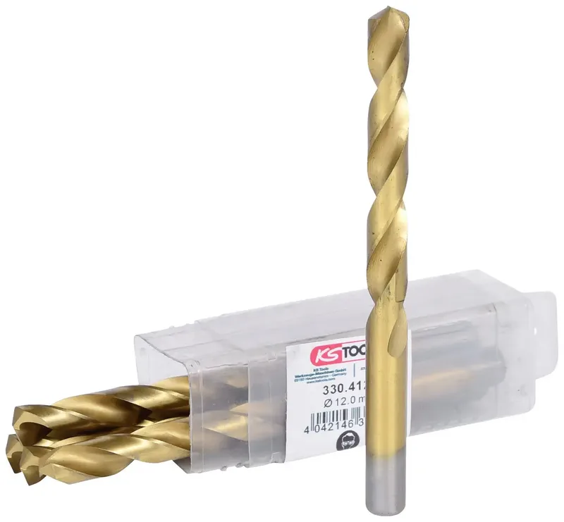 KS Tools 330.4120 330.4120 HSS TIN-TIP Metall-Spiralbohrer-Set 12 mm Gesamtlänge 151.0 mm TiN DIN 338 5 St. by KS Tools – product image