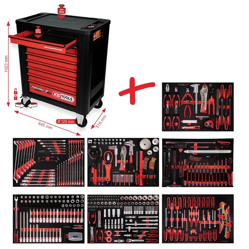 KS Tools 815.7397 Werkstattwagen Herstellerfarbe: Schwarz, Rot von KS Tools – Produktbild 3 von 3