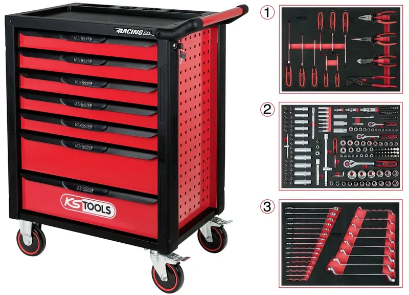 KS Tools 826.7215 Servante datelier Tôle dacier Couleur: noir, rouge de KS Tools – image du produit 1 sur 3