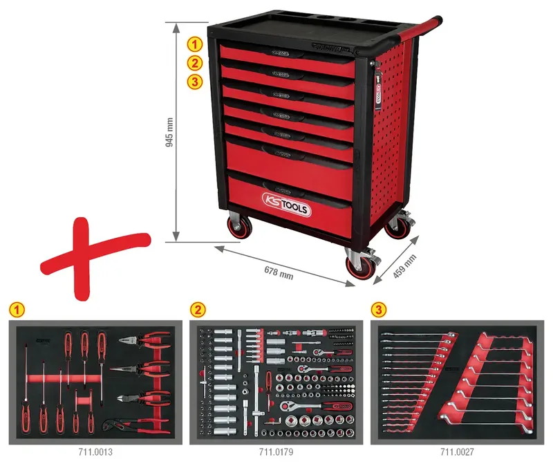 KS Tools 826.7215 Servante datelier Tôle dacier Couleur: noir, rouge de KS Tools – image du produit 3 sur 3