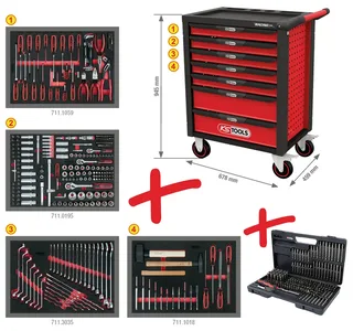 KS Tools 826.7515 Werkstattwagen Stahlblech Herstellerfarbe: Schwarz, Rot by KS Tools – product image 3 of 3
