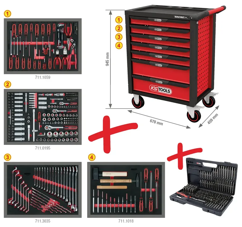 KS Tools 826.7515 Werkstattwagen Stahlblech Herstellerfarbe: Schwarz, Rot by KS Tools – product image 3 of 3
