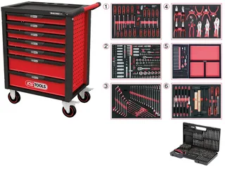 KS Tools 826.7598 Servante datelier Tôle dacier Couleur: noir, rouge de KS Tools – image du produit 1 sur 2