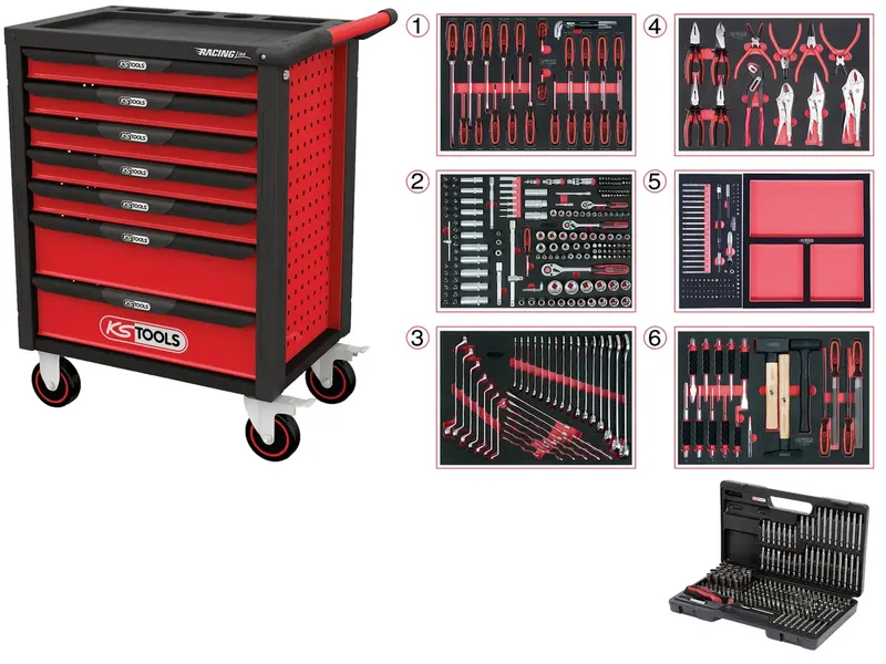 KS Tools 826.7598 Servante datelier Tôle dacier Couleur: noir, rouge de KS Tools – image du produit 1 sur 2