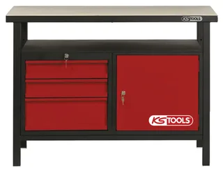KS Tools 865.0003 Werkbank (b x h x d) 1200 x 840 x 600 mm Zwart, Rood van KS Tools – productafbeelding 1 van 2