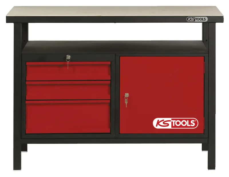 KS Tools 865.0003 Werkbank (b x h x d) 1200 x 840 x 600 mm Zwart, Rood van KS Tools – productafbeelding 1 van 2