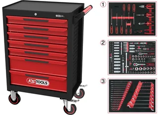 KS Tools 897.7215 Werkstattwagen Stahlblech Herstellerfarbe: Schwarz, Rot von KS Tools – Produktbild 1 von 2