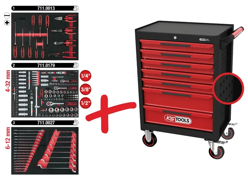 KS Tools 897.7215 Werkstattwagen Stahlblech Herstellerfarbe: Schwarz, Rot von KS Tools – Produktbild 2 von 2
