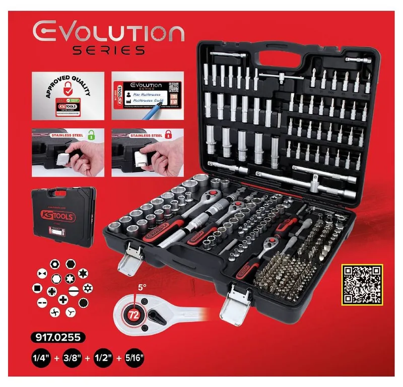 KS Tools 917.0255 917.0255 Dopsleutelset 1/4, 3/8, 1/2 de KS Tools, Kleurloos – image du produit 2 sur 5