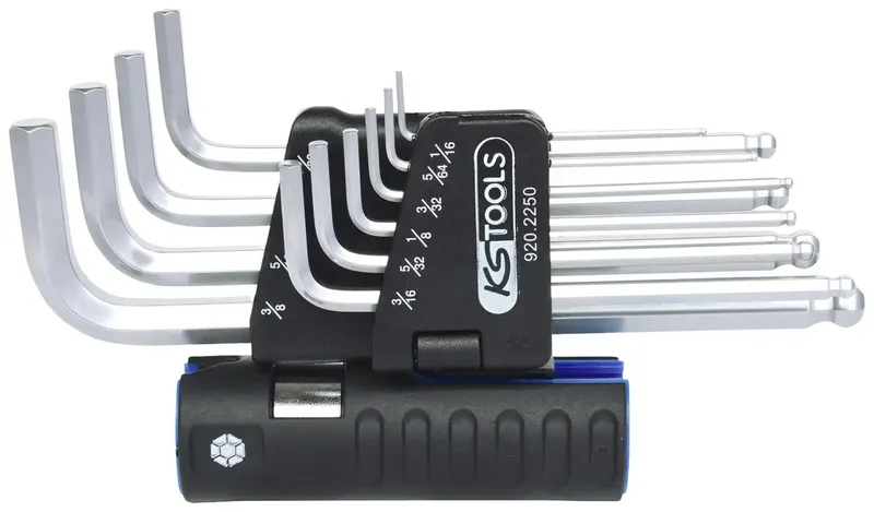KS Tools 9202250 Inbus Haakse schroevendraaierset 5/64 inch, 3/32 inch, 1/8 inch, 5/32 inch, 3/16 inch, 1/4 inch, 5/16 inch, 3/8 inch, 1/2 inch, 9/16 inch de KS Tools – image du produit 1 sur 2