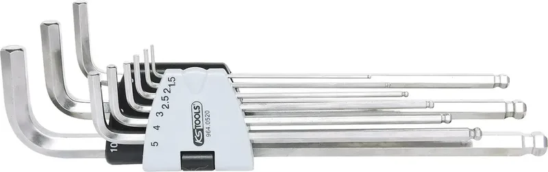 EDELSTAHL Innen6kant-Winkelstiftschlüssel-Satz XL, 9-teilig von KS Tools – Produktbild 1 von 2