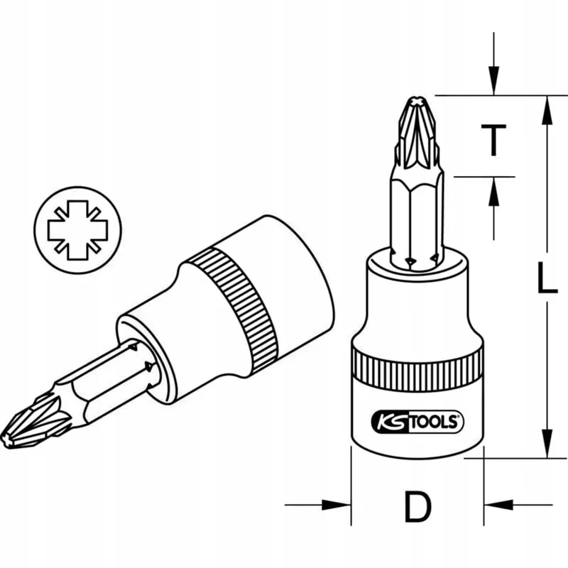 PZ2 Bit Inbuskop 1/4" 37mm Chroom-Vanadium by KS Tools – product image