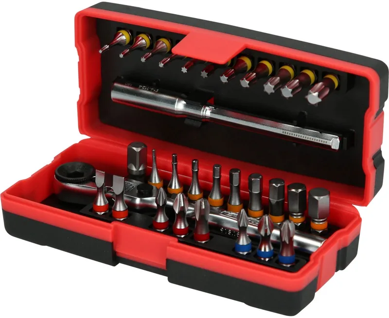 Set van 28 kleurgecodeerde 1/4" KS TOOLS schroevendraaier bits TORSIONpower - 918.3015 by KS Tools – product image