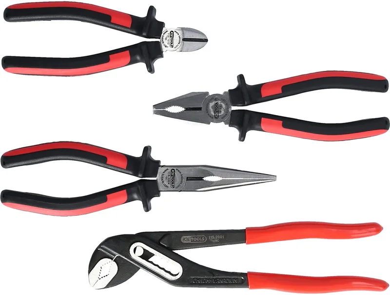 ERGOTORQUE Zangen-Satz, 4-teilig von KS Tools, Rot, Schwarz – Produktbild