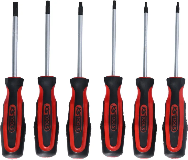 Torx schroevendraaier set (6 stuks TX T10 – T40) van KS Tools, Rood – productafbeelding