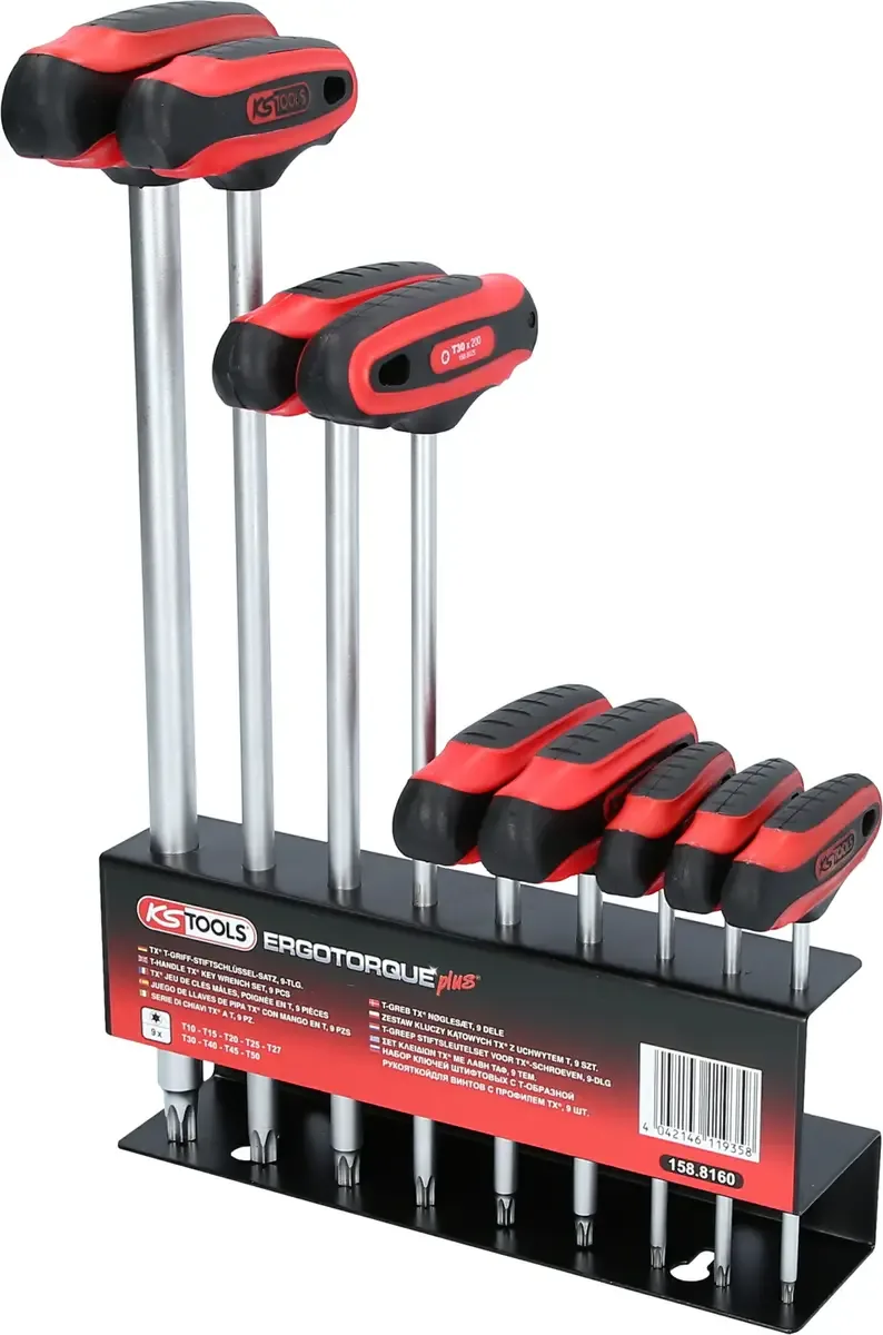 TX Haakse schroevendraaierset T 10, T 15, T 20, T 25, T 27, T 30, T 40, T 45, T 50 9-delig van KS Tools – productafbeelding
