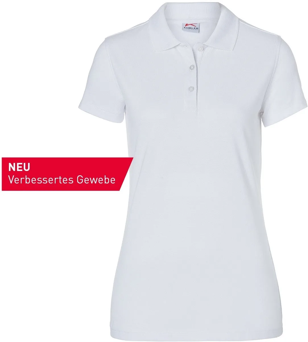 KUBLER 50266300 Korte Mouw Werkpolo DAMES - Oeko Tex - 240 g/m² fra Kübler, Hvid – produktbillede