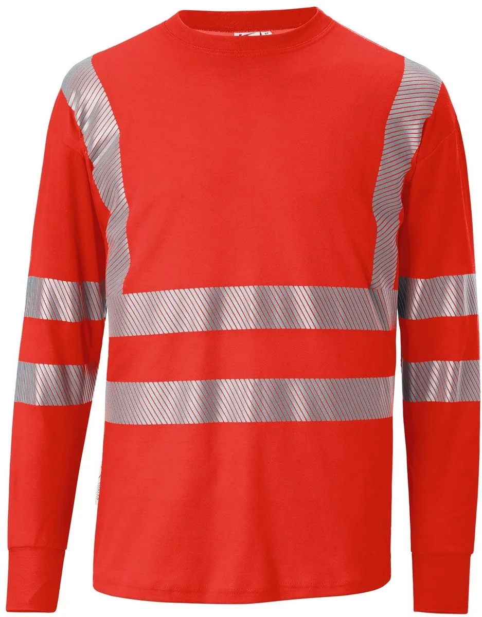 PSA 50458227 Lange mouw Hi Vis Reflecterend Werk T-shirt HEREN Signaalrood - EN ISO 20471 Klasse 3 - 180 g/m² de Kübler, Rouge – image du produit
