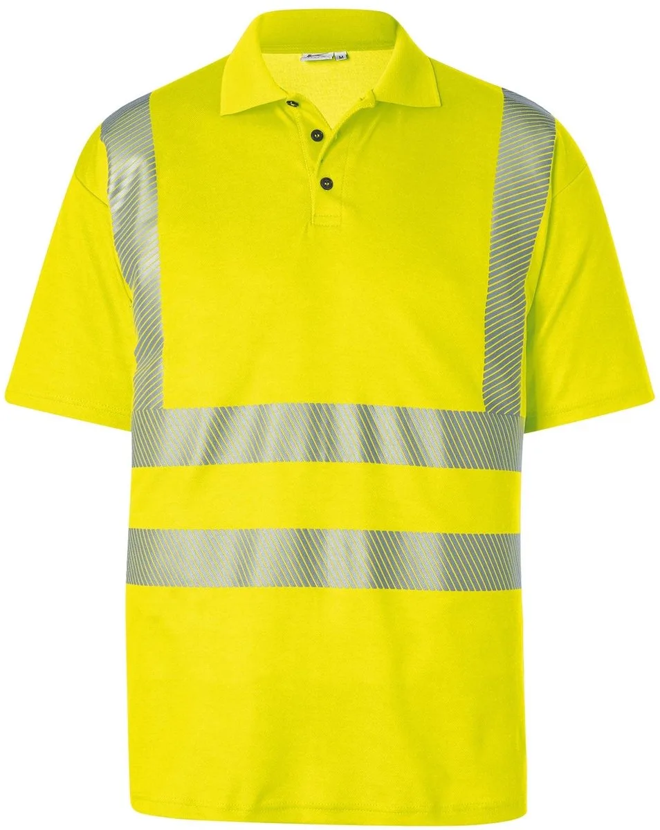 PSA HIGH VIS 50428227 Hi Vis Reflecterend Korte Mouw Werkpolo HEREN Fluor - UPF 40+ - 180 g/m² fra Kübler, Gul – produktbillede