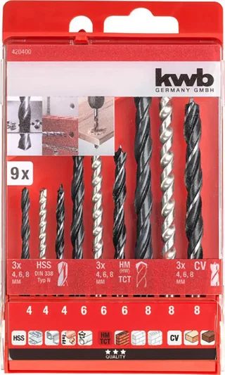 Borenset HSS Steen - Metaal en Hout 3-4-5-6-8mm - 9-delig by KWB – product image 3 of 3
