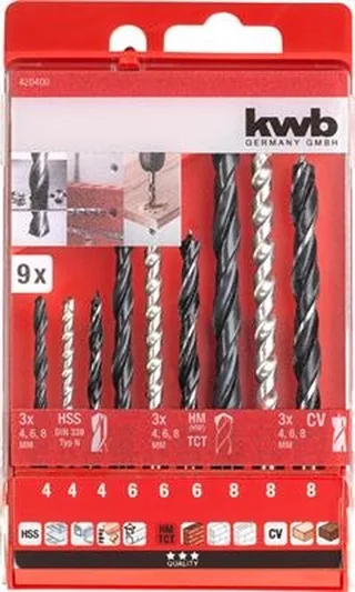 Borenset HSS Steen - Metaal en Hout 3-4-5-6-8mm - 9-delig by KWB – product image 1 of 3