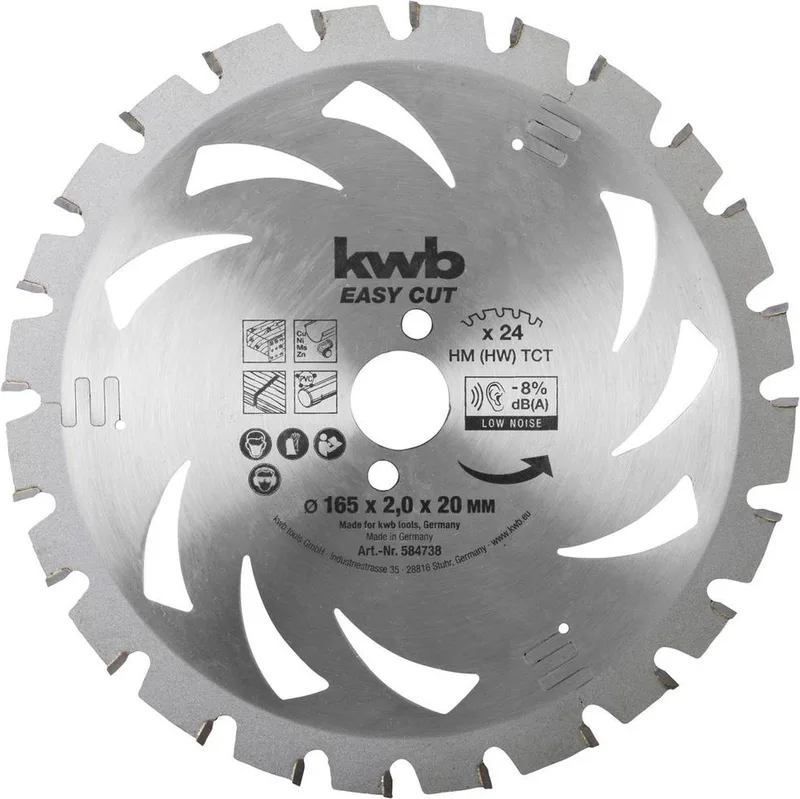Cirkelzaagblad HM - Easy Cut - 165x20mm - 24T de KWB – image du produit 1 sur 2