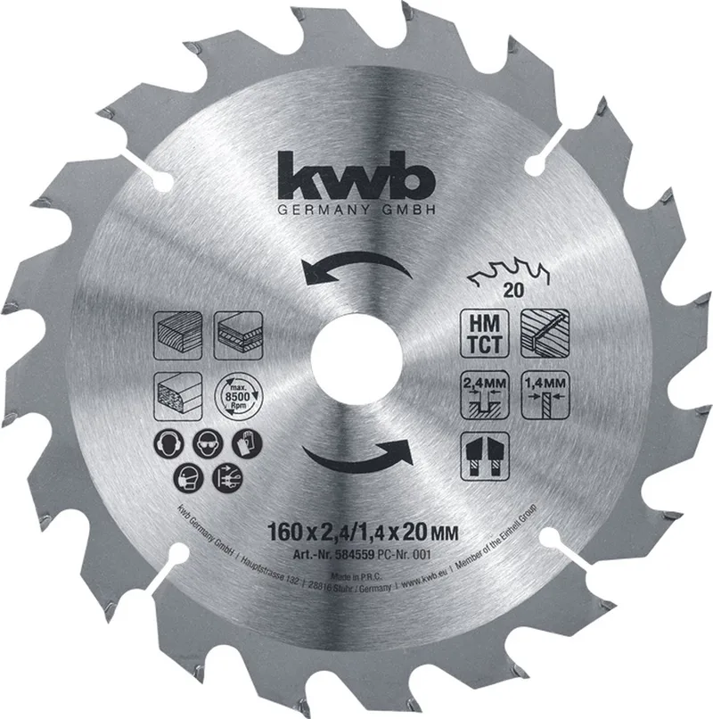 cirkelzaagblad HM TCT D160 x D20 20T by KWB – product image 1 of 2