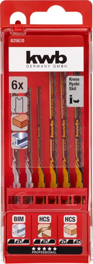 Decoupeerzaagblad - Cassette 6-delig Hout + Metaal 6256-30 by KWB – product image 3 of 3