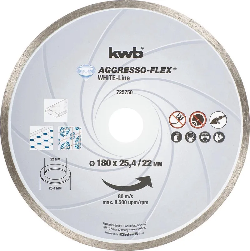 Diamantdoorslijpschijf Agresso-Flex White-Line Ø180 mm by KWB – product image 1 of 2