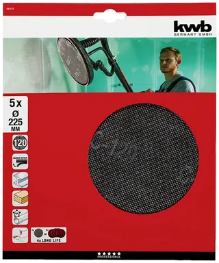 kwb 491512 Slippapper för skivslip Kornighet 120 (Ø) 225 mm 5 st von KWB – Produktbild 3 von 3