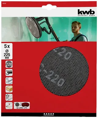 Einhell Schuurschijven - Diameter schuurschijf: Ø 225 mm (K 220) - Aantal: 5 stuks - Geschikt voor TC-DW 225 by KWB – product image 3 of 3